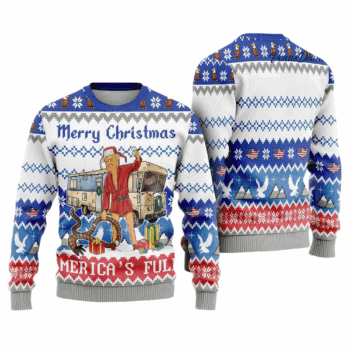 2025 T Merry Christmas Americas Full Ugly Christmas Sweater