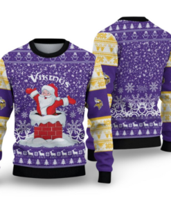 2025 Vikings Funny Santa Ugly Christmas Sweater