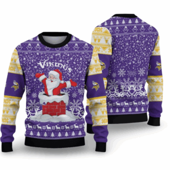 2025 Vikings Funny Santa Ugly Christmas Sweater