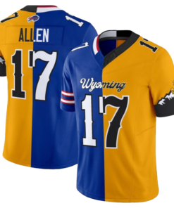 2025 Wyoming Allen 17 Gold And Blue Football Jersey