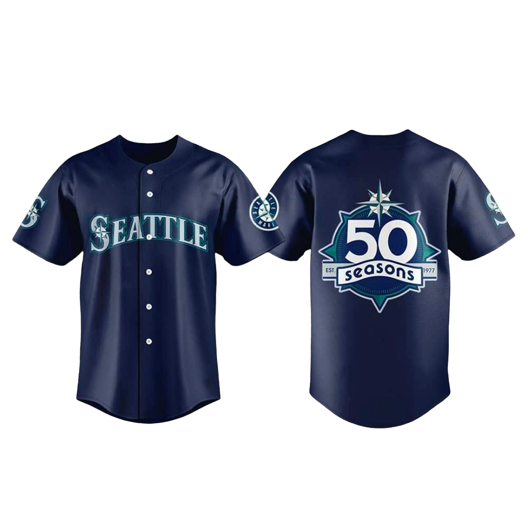 2026 Mariners 50th Seasons Celebration Weekend Baseball Jersey Navy 2026 Mariners 50th Seasons Celebration Weekend Baseball Jersey Navy