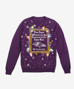 Baltimore Ravens Dear Santa Ugly Christmas Sweater 2025