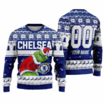 Chelsea Grinch Ugly Christmas Sweater Custom Number & Name