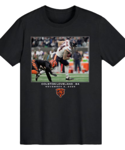 Chicago Bears Colston Loveland Black Football League Flash Features Week 9 T-Shirt