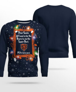 Chicago Bears Dear Santa To Win Super Bowl Ugly Christmas Sweater 2025