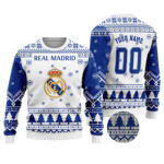 Custom Name And Number Real Madrid Ugly Christmas Sweater 2025