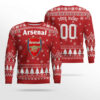 Custom Name & Number Arsenal Football Club Ugly Christmas Sweater 2025 4 Custom Name & Number Arsenal Football Club Ugly Christmas Sweater 2025