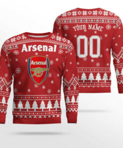 Custom Name & Number Arsenal Football Club Ugly Christmas Sweater 2025