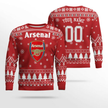 Custom Name & Number Arsenal Football Club Ugly Christmas Sweater 2025