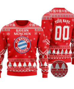 Custom Name & Number Bayern Munich Ugly Christmas Sweater 2025