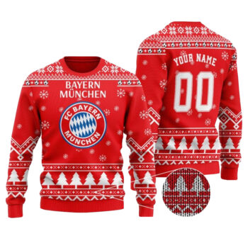 Custom Name & Number Bayern Munich Ugly Christmas Sweater 2025