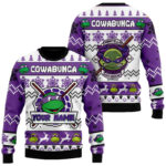 Custom Name Teenage Mutant Ninja Turtles Donatello Does Machines Ugly Christmas Sweater 2025 Purple