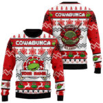 Custom Name Teenage Mutant Ninja Turtles Leonardo, Donatello, Raphael, Michelangelo Ugly Christmas Sweater 2025 Red