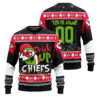 Custom Name and Number 2025 Chiefs Drink Up Grnch Christmas Ugly Sweater
