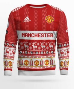 Custom Name and Number Manchester United Ugly Christmas Sweater 2025