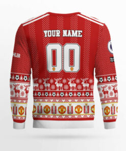 Custom Name and Number Manchester United Ugly Christmas Sweater 2025