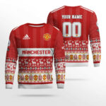 Custom Name and Number Manchester United Ugly Christmas Sweater 2025