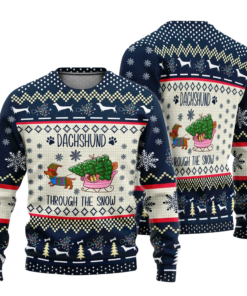 Dachshund Through The Snow Christmas Ugly Sweater 2025