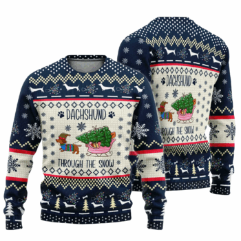 Dachshund Through The Snow Christmas Ugly Sweater 2025