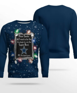Dallas Cowboys Dear Santa To Win Super Bowl Ugly Christmas Sweater 2025