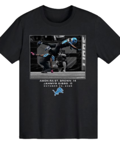 Detroit Lions Amon-Ra St. Brown & Jahmyr Gibbs Black Football League Flash Features Week 7 T-Shirt