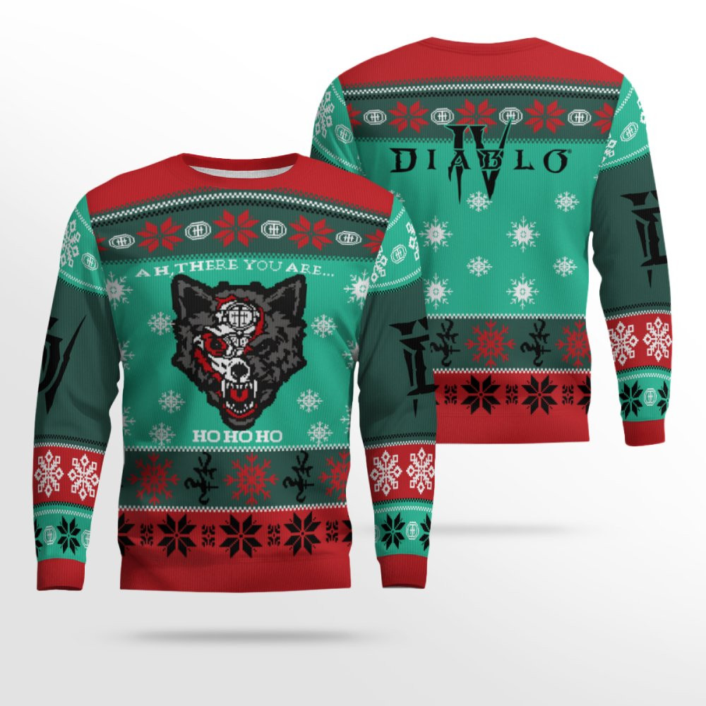 Diablo IV Mephisto Bloodied Wolf Holiday Ugly Sweater 2025 Diablo IV Mephisto Bloodied Wolf Holiday Ugly Sweater 2025