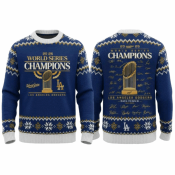 Dodgers Back To Back World Series 2025 Ugly Christmas Sweater