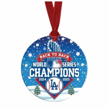 Dodgers Back to Back World Series Champions 2025 Christmas Ornament