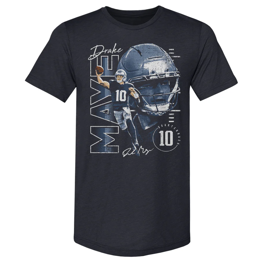 Drake Maye New England Vertical Name T-Shirt Drake Maye New England Vertical Name T-Shirt