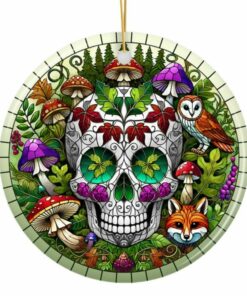 Enchanted Woodland Sugar Skull Ornament