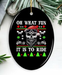 Biker Skull Santa Christmas Ornament