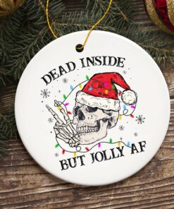 Dead Inside but Jolly AF Santa Skeleton Christmas Ornament, Dark Humor Emo Theme Gift