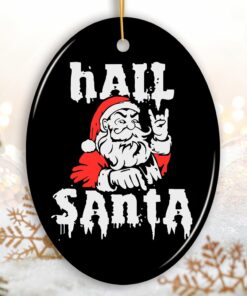 Hail Santa Heavy Metal Christmas Ornament, Emo Goth Rockstar.
