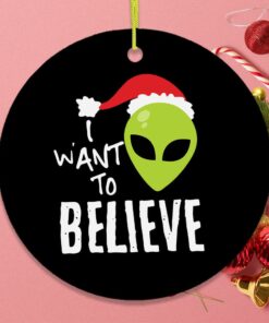 I Want to Believe Alien Santa Christmas Ornament