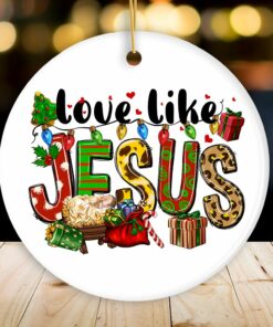 Love like Jesus Playful Christmas Plaid Religious Ornament