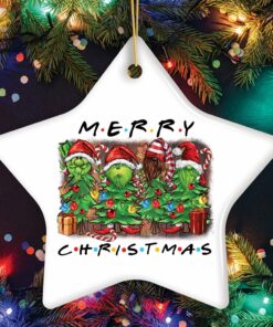 Quirky and Cute Festive Holiday Merry Christmas Ornament, Ceramic Tree Decoration