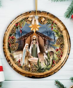 Rustic Nativity Birth of Christ Scene Ornament, Christianity and Son of God