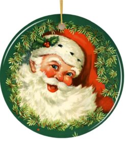 Victorian Santa Round Christmas Ornament