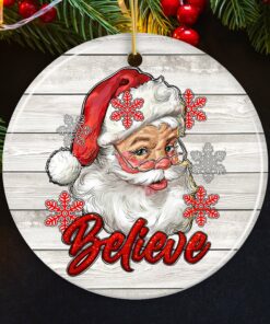Vintage Believe Santa Christmas Ornament
