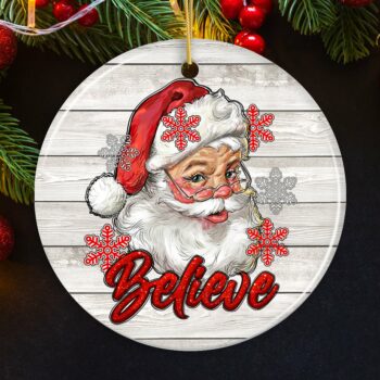 Vintage Believe Santa Christmas Ornament
