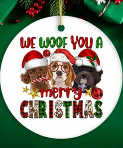 We Woof You a Merry Christmas Cute Dogs Ornament, Pet Theme Holiday Decoration