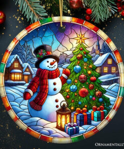 Winter Festivity Top Hat Snowman Ornament, Radiant Tree with Holiday Spirit Keepsake and Gift