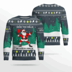 Funny Deck The Hall Pickleball Santa Ugly Christmas Sweater Charcoal