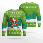 Funny Deck The Hall Pickleball Santa Ugly Christmas Sweater Chartreuse