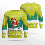 Funny Deck The Hall Pickleball Santa Ugly Christmas Sweater Yellow
