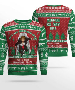 Hans Gruber Fall Nakatomi Plaza Die Hard Ugly Christmas Sweater 2025