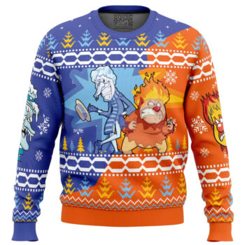 Heat and Snow Miser The Year Without a Santa Claus Ugly Christmas Sweater 2025