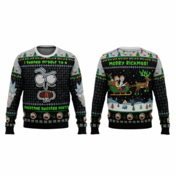 I Turned Myself Into A Christmas Sweater Rick And Morty Ugly Sweater 2025