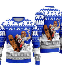 Jesus Skateboarding Ugly Christmas Sweater 2025