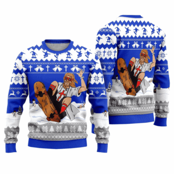 Jesus Skateboarding Ugly Christmas Sweater 2025